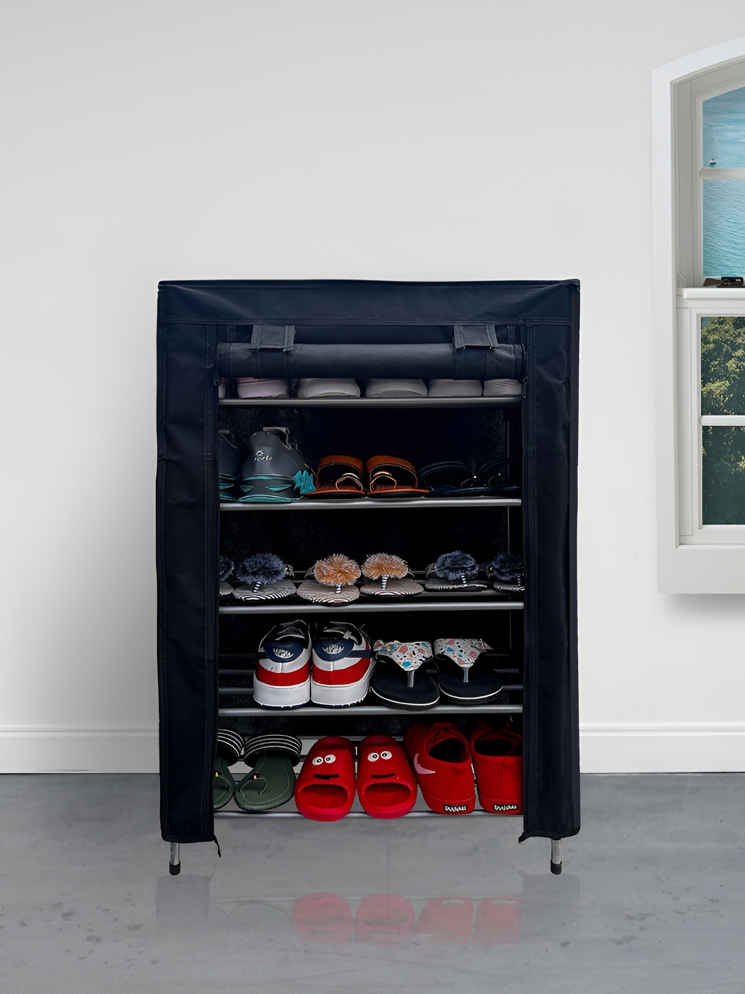 

Rmerchants Black 4 Tiers CollapsibleWardrobe