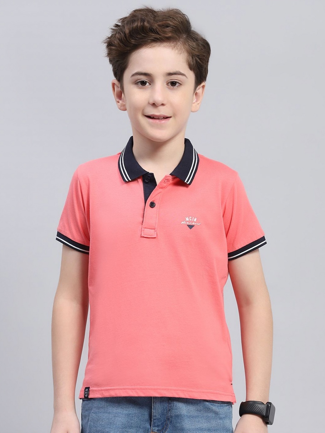 

Monte Carlo Boys Polo Collar T-shirt, Coral