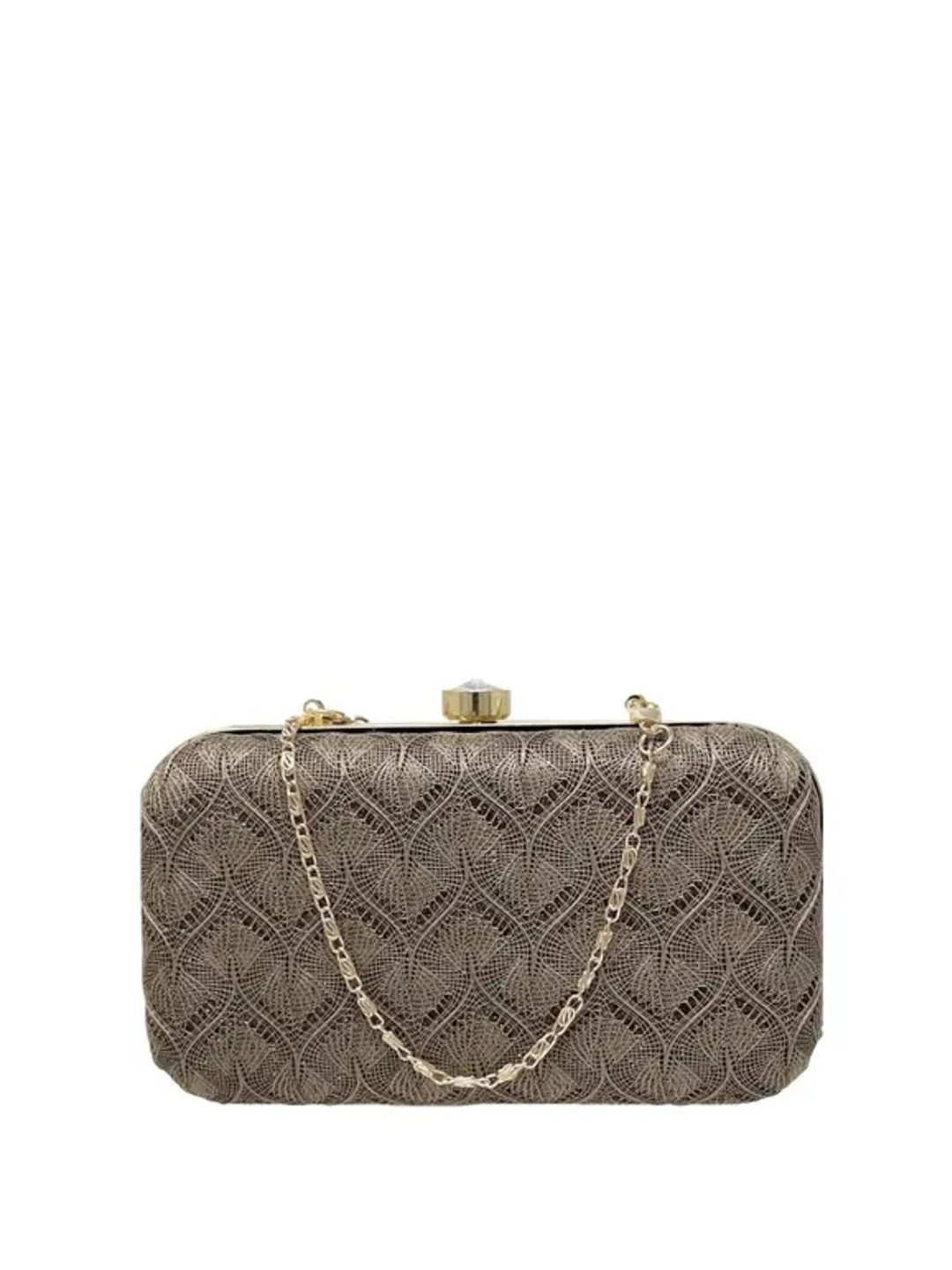 

Rapid Costore Embroidered Box Clutch, Brown