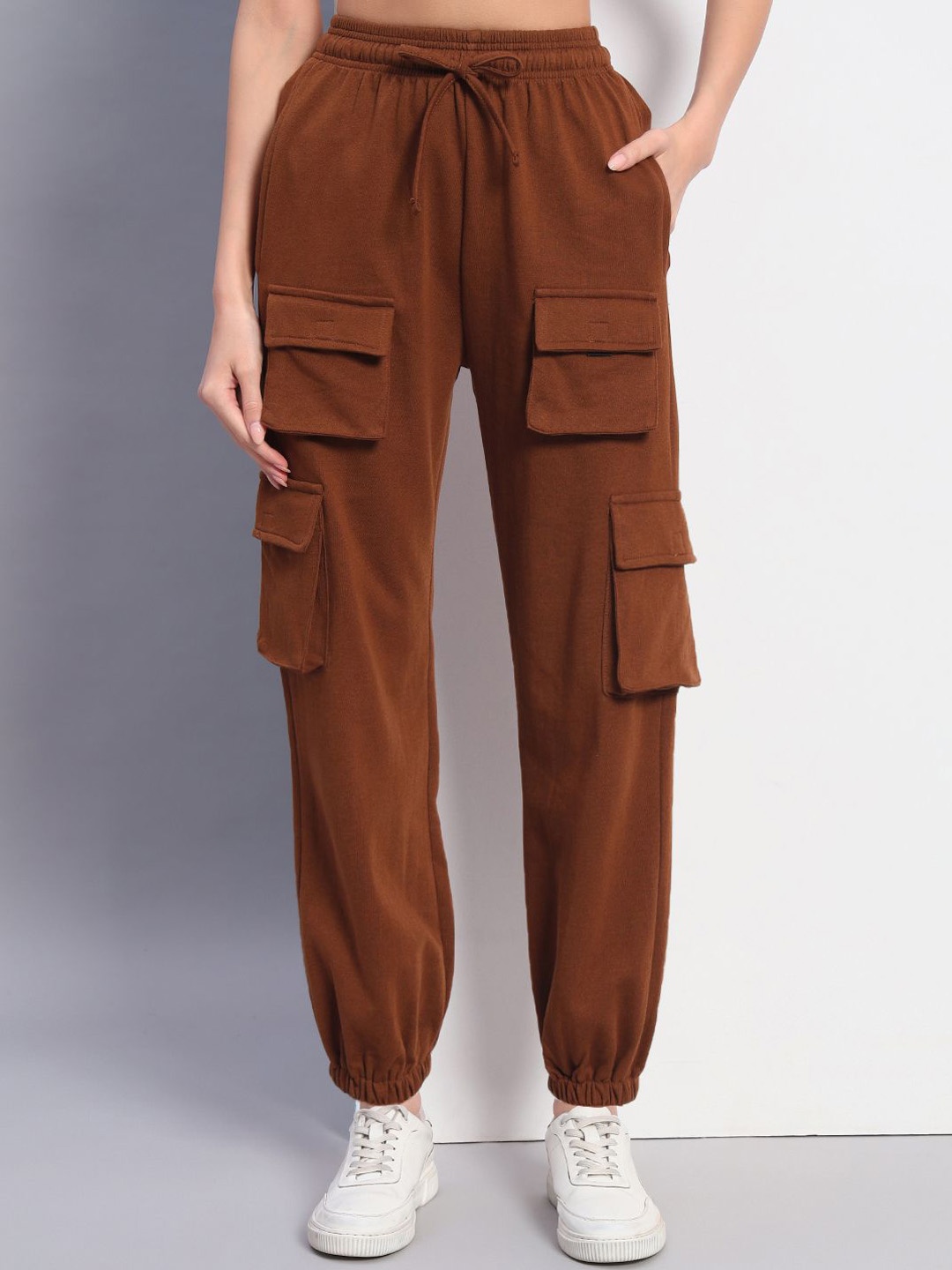 

Q-rious Women Loose Fit Joggers Trousers, Brown