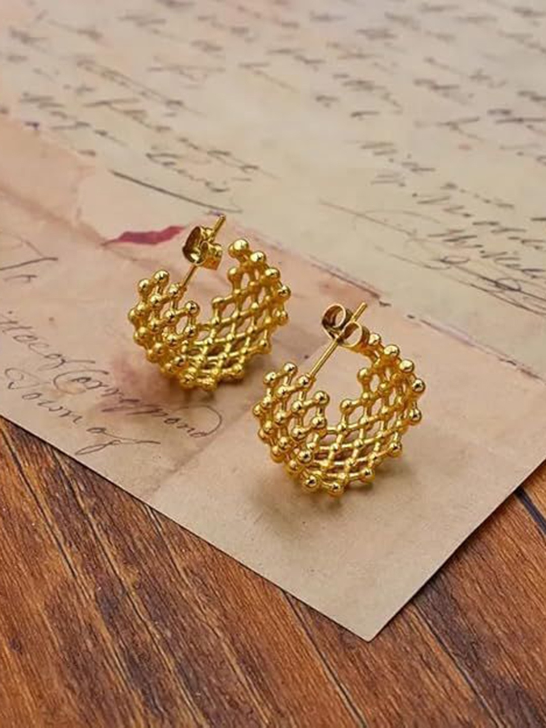 

DressBerry Floral Half Hoop Earrings, Gold