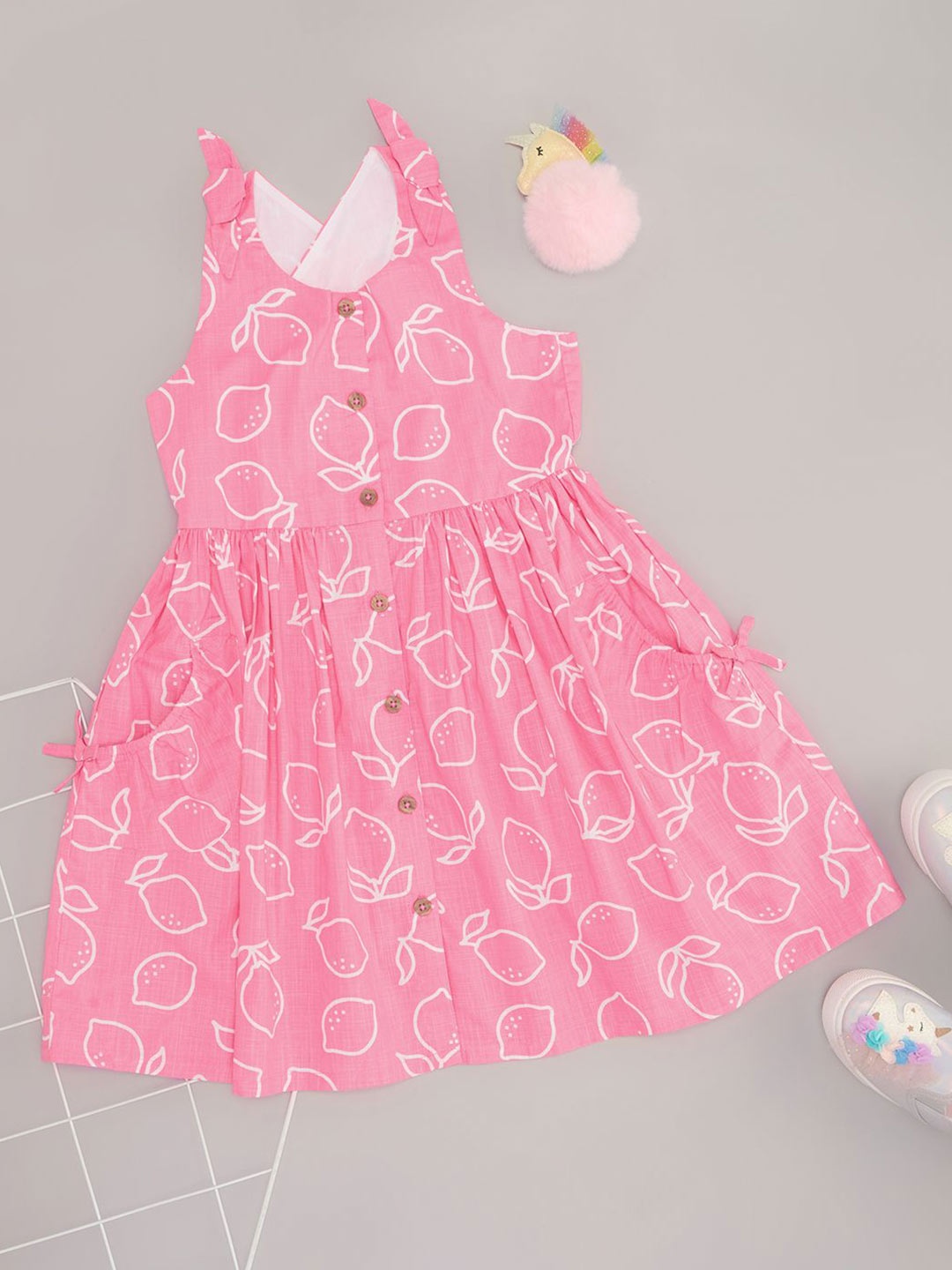 

Pantaloons Junior Print Fit & Flare Dress, Pink