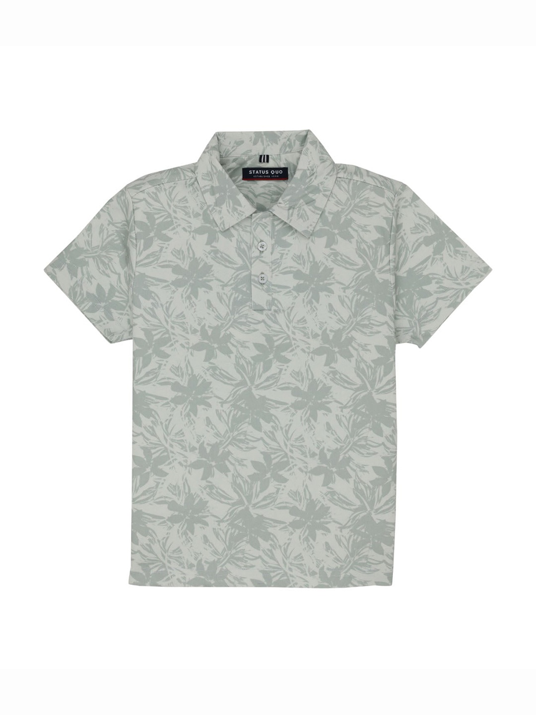 

Status Quo Boys Floral Printed Polo Collar Regular Fit T-shirt, Green