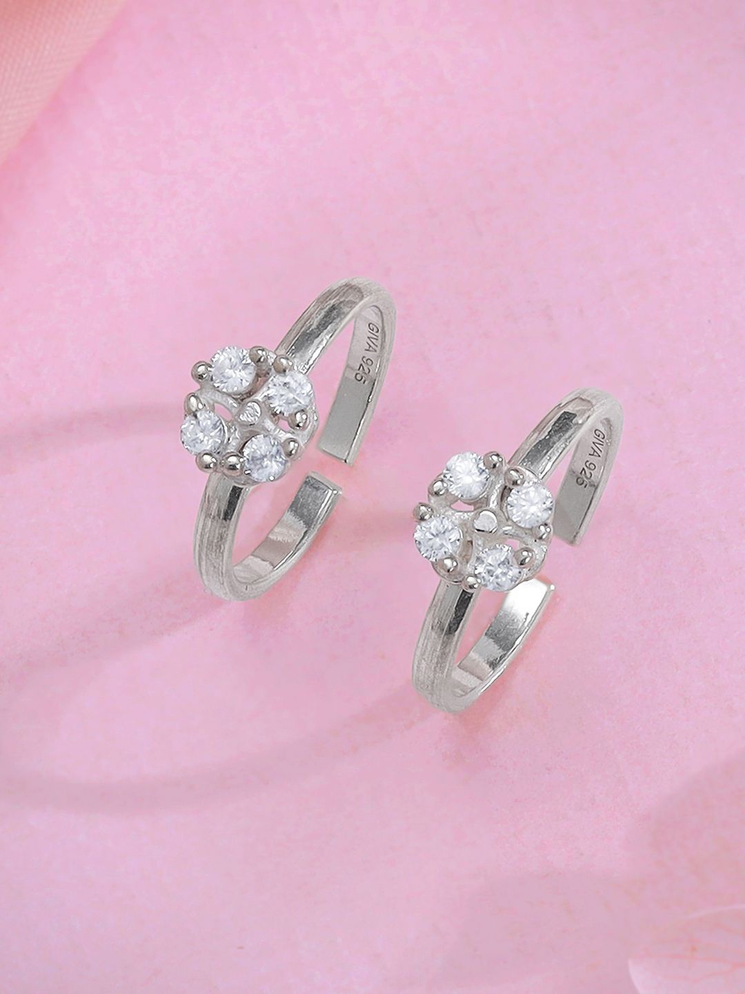 

GIVA Rhodium-Plated Toe Rings, Silver