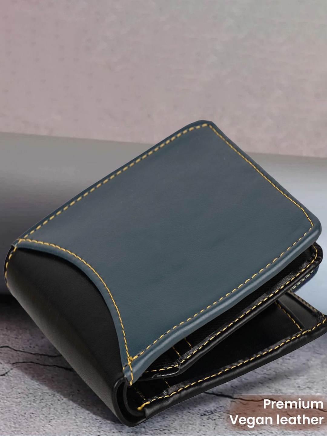 

ShopMantra Men Colourblocked PU Two Fold Wallet, Blue