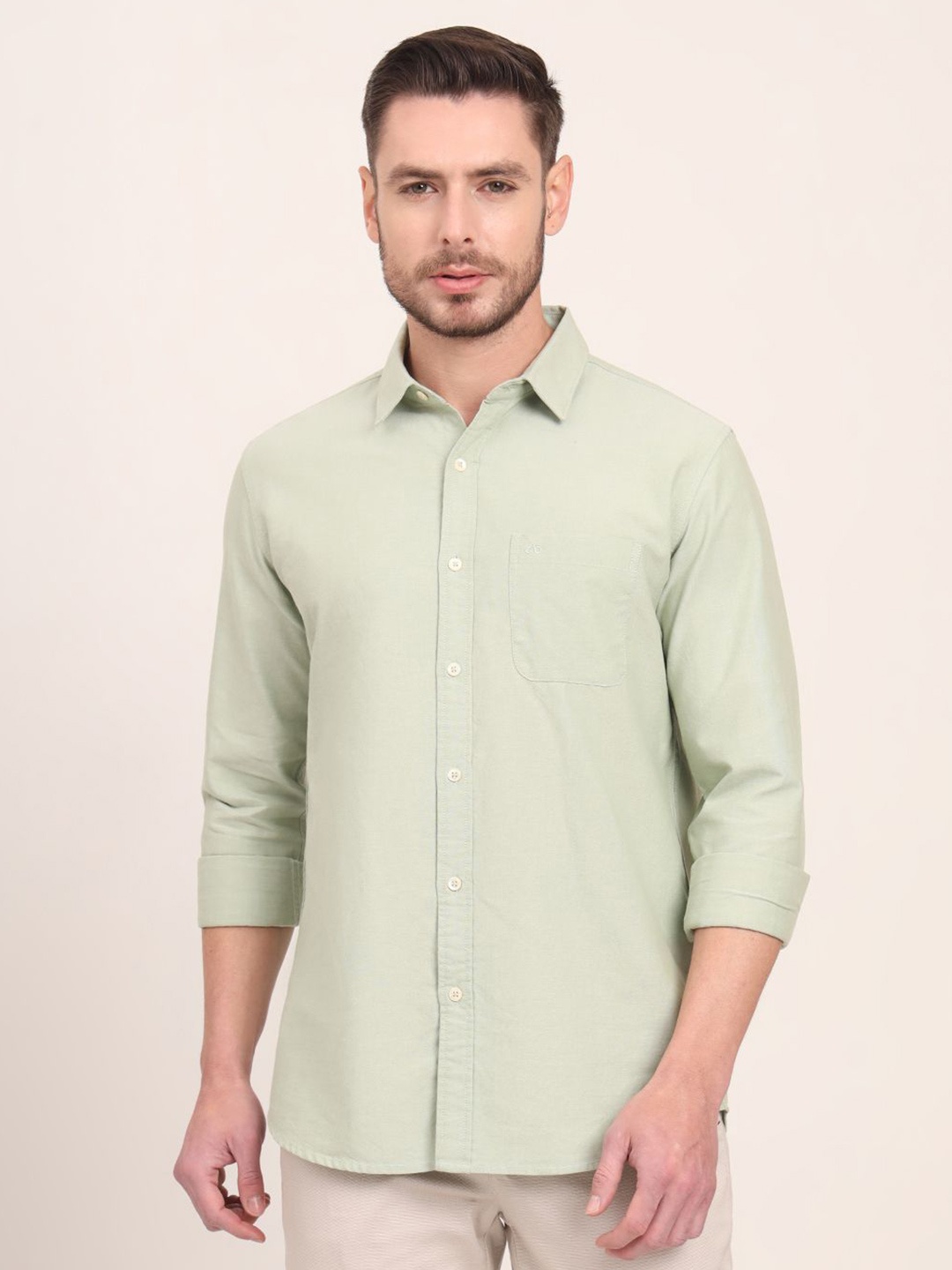 

JADE BLUE Men Slim Fit Opaque Casual Shirt, Green