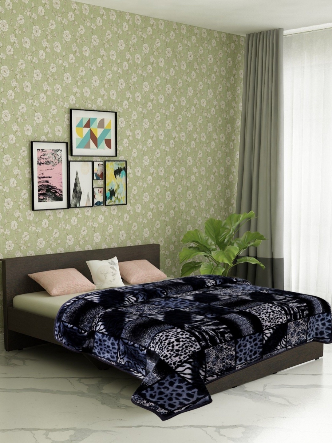

Swikon star Black & Blue Heavy Winter 550 GSM Double Bed Blanket