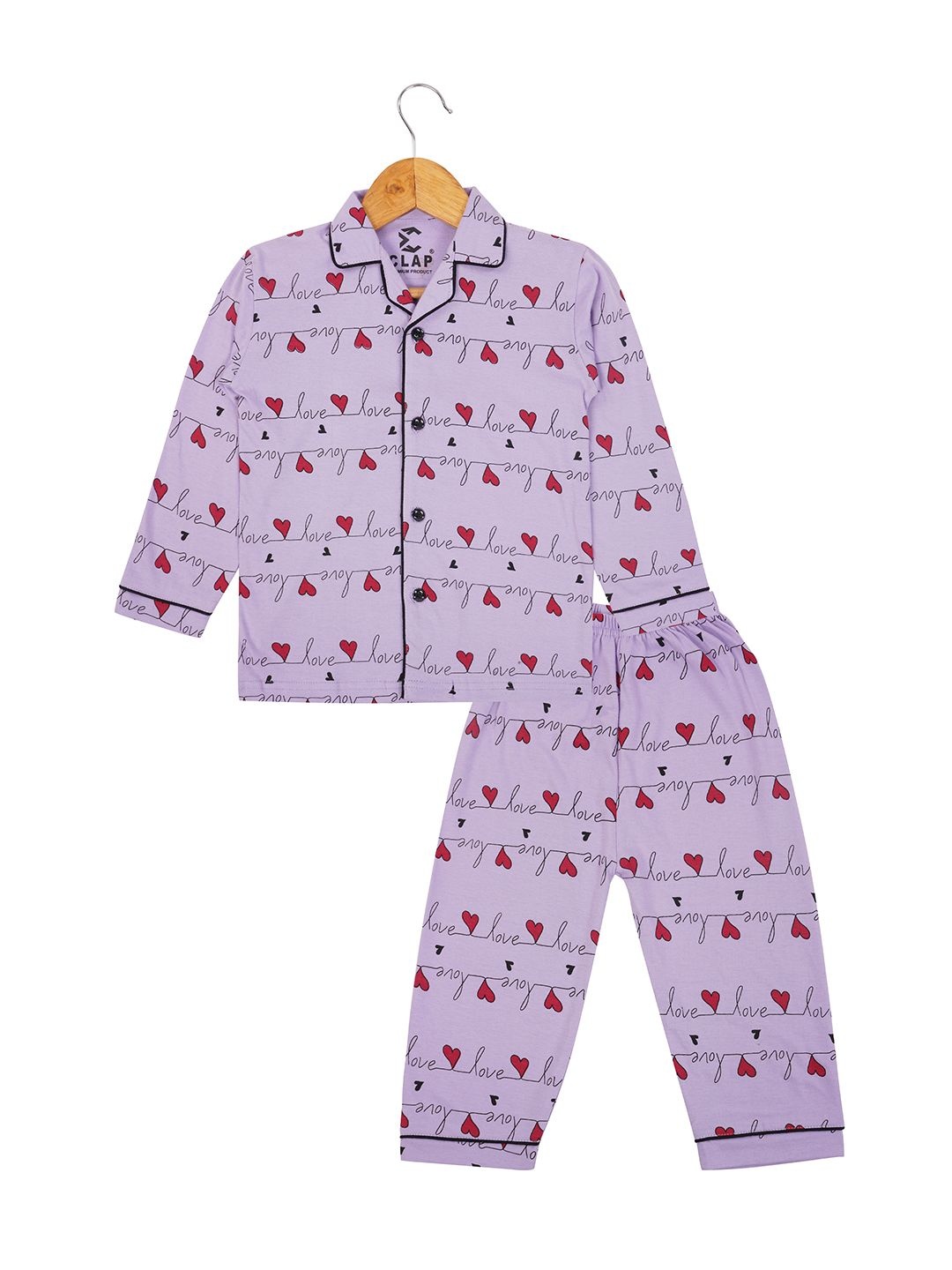 

CLAP Girls Printed Shirt with Trousers, Purple