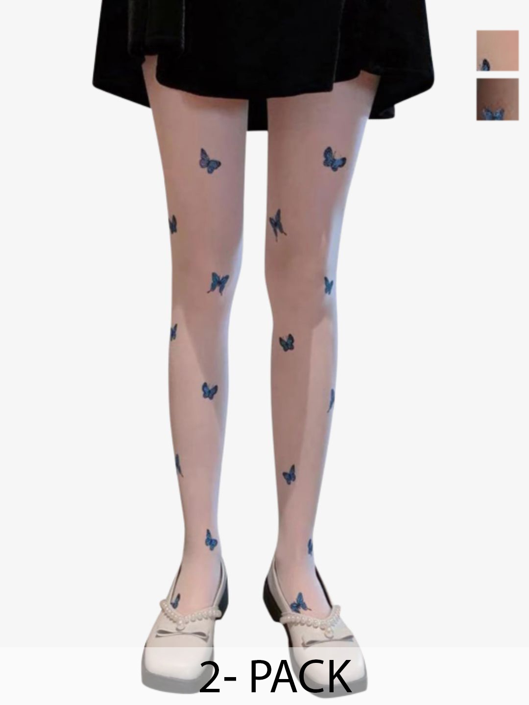 

SECRETS BY ZEROKAATA Pack Of 2 Assorted Printed High-Rise Semi Sheer Pantyhose Stockings