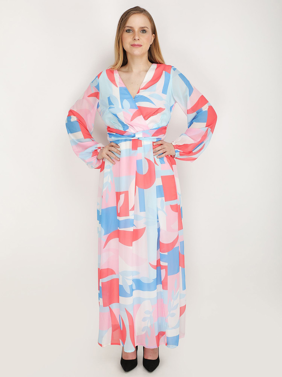 

JAKANARY Print Georgette A-Line Maxi Dress, Multi