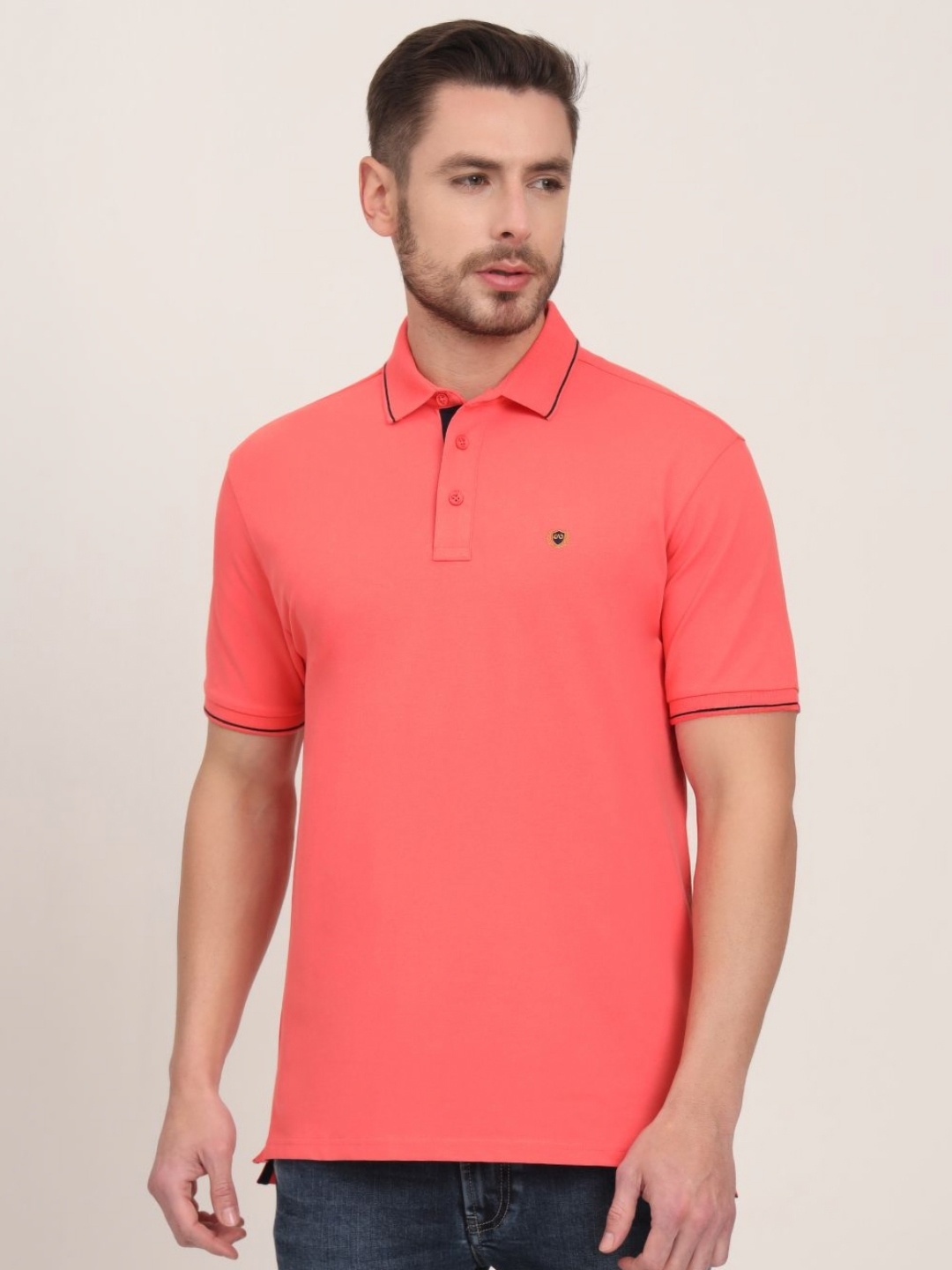 

JADE BLUE Men Polo Collar Slim Fit T-shirt, Charcoal