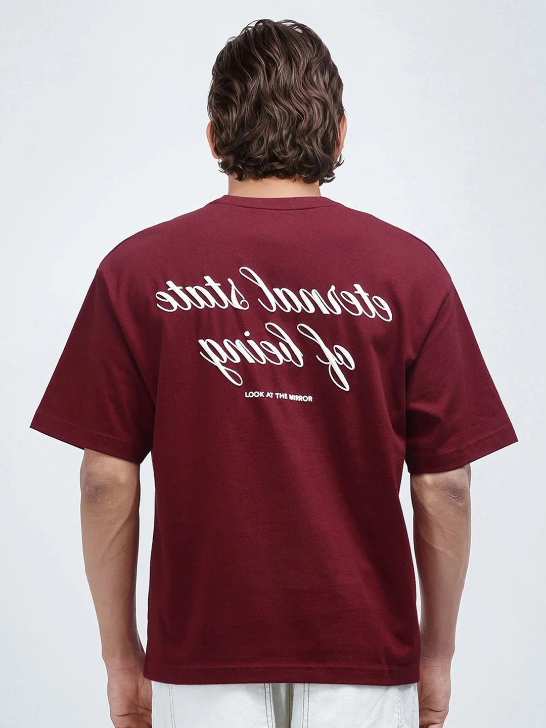 

RARE RABBIT Men Printed Applique Boxy T-shirt, Red