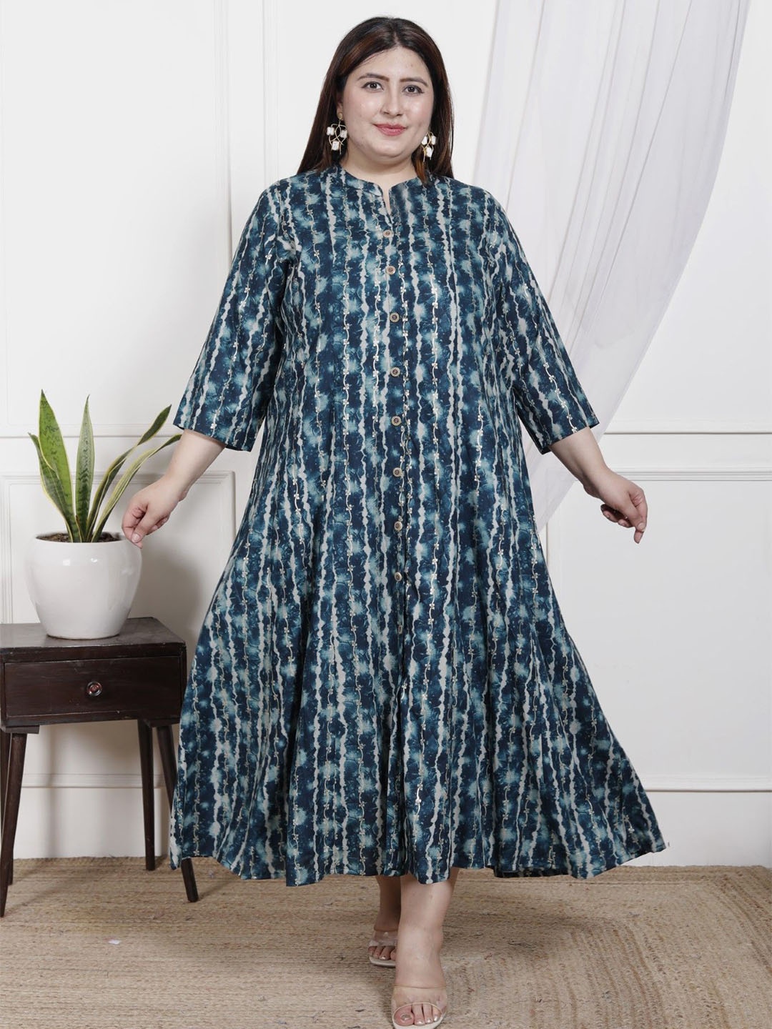 

KALINI Ethnic Motifs Print Maxi Dress, Green