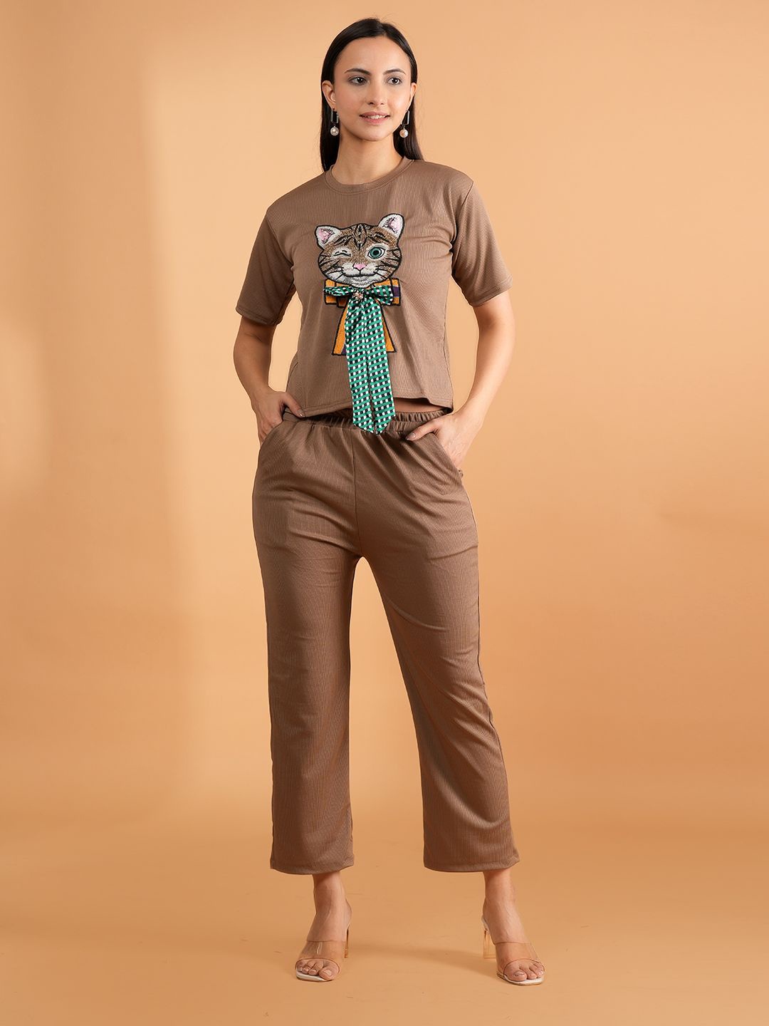 

Belfry Printed Tshirt With Trousers Co-Ords, Brown