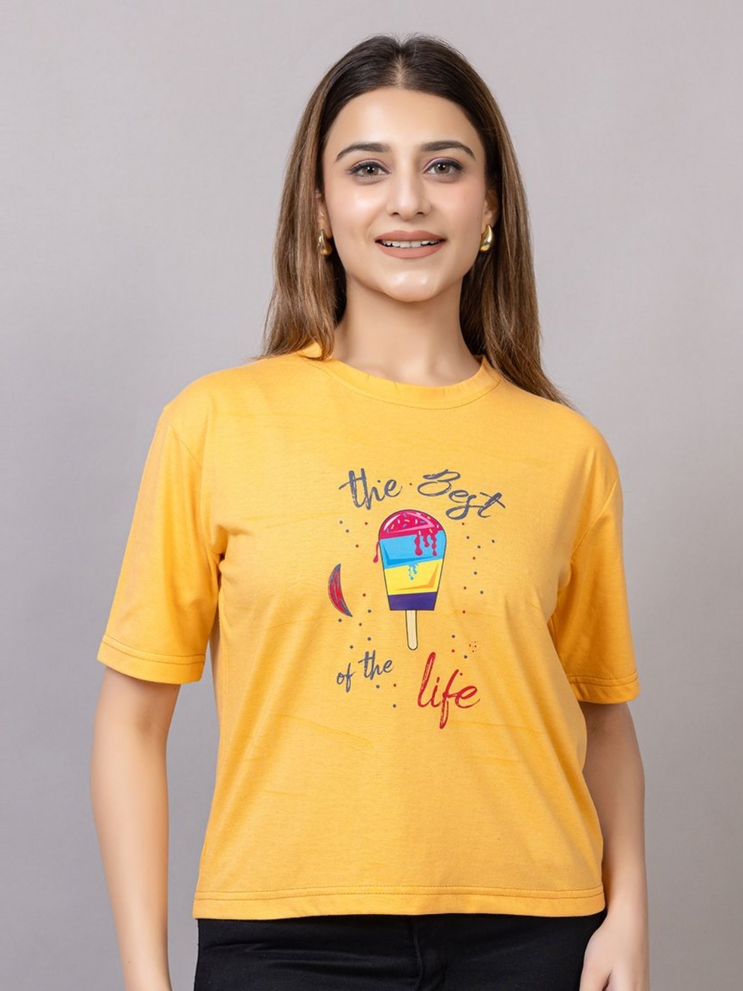 

PROBASIC Women Pockets T-shirt, Yellow
