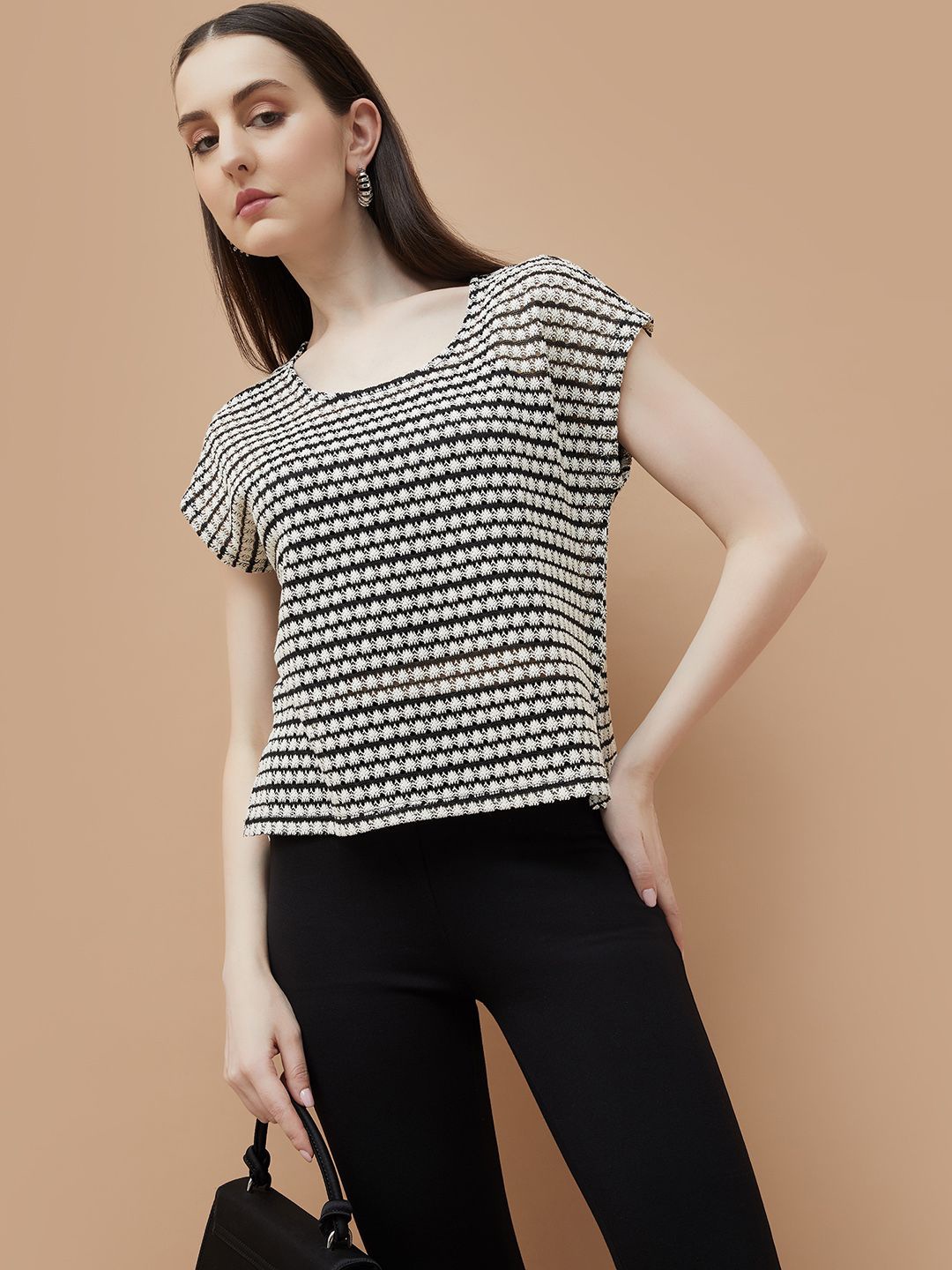 

CODE by Lifestyle Geometric Cotton Top, Black
