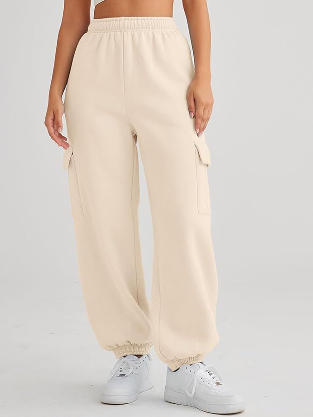 

Q-rious Women Loose Fit Joggers Trousers, Beige