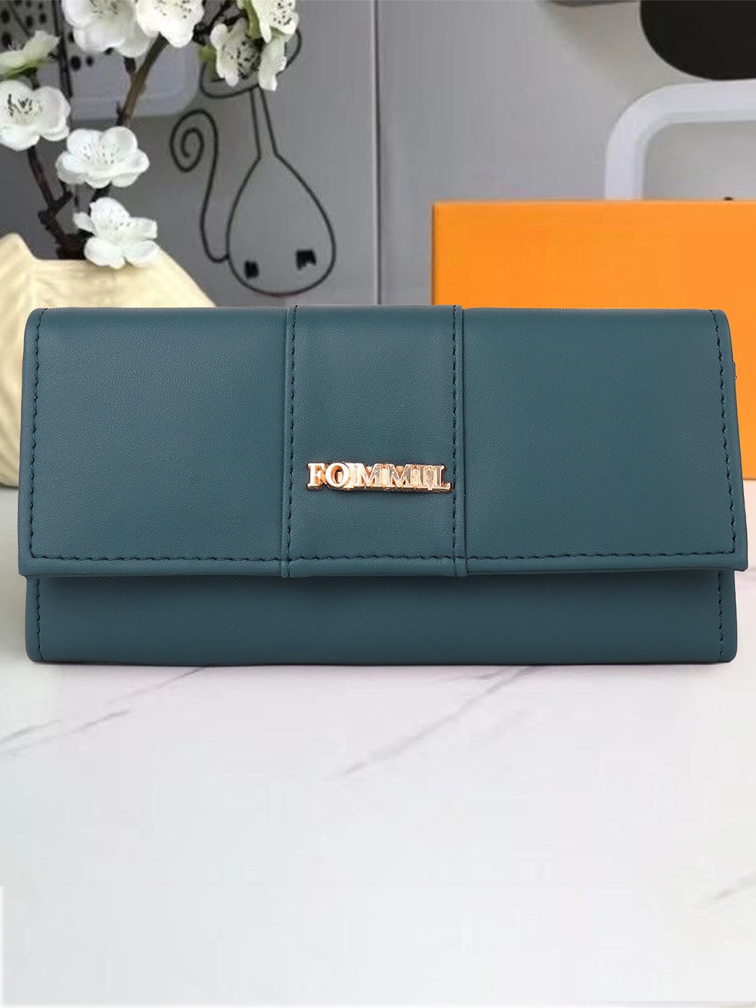 

FOMMIL Self-Design Three Fold Wallet, Blue