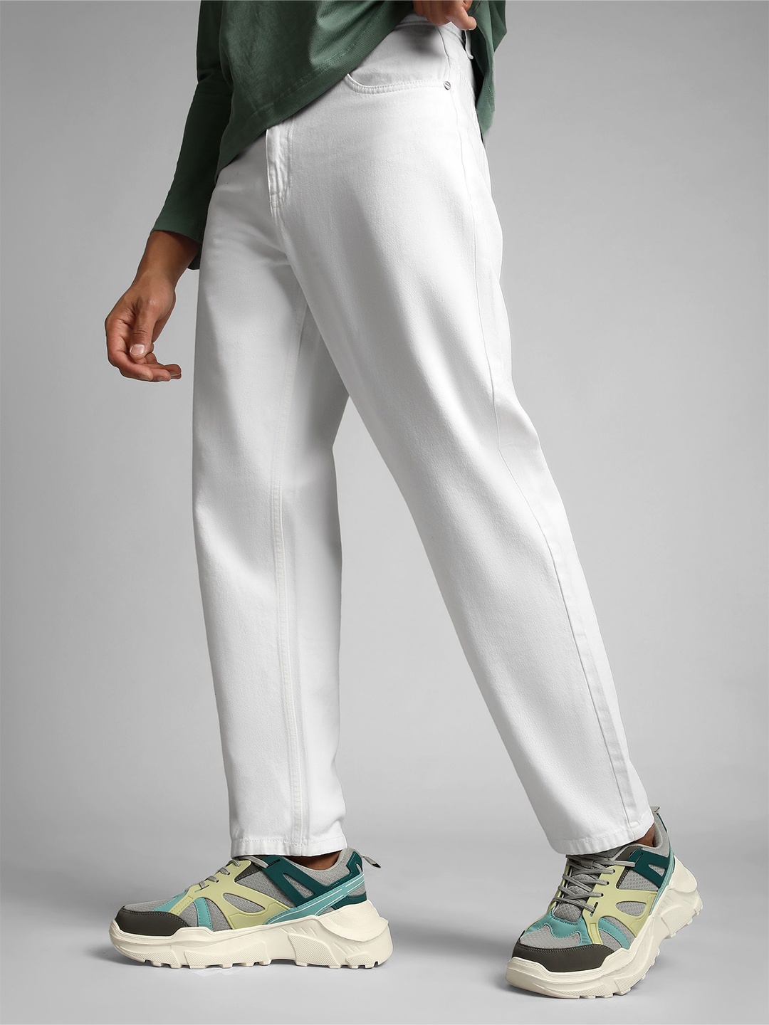 

Beyoung Men Jean Relaxed Fit Stretchable Jeans, White
