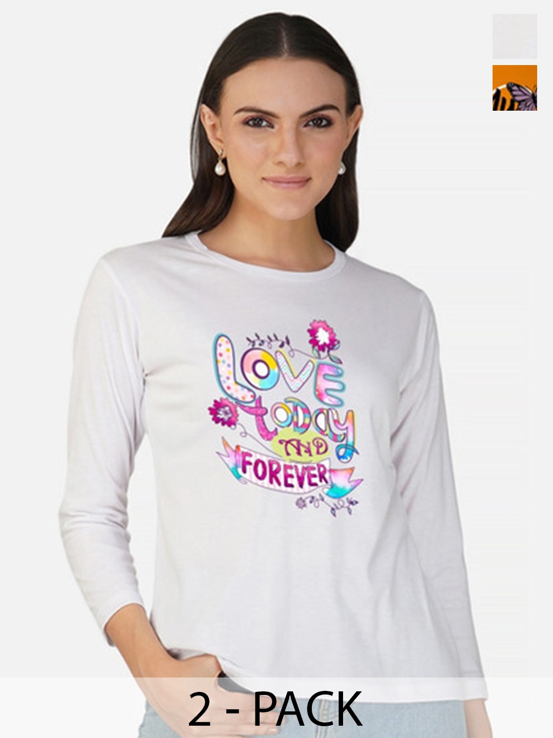 

Metronaut Women 2 Printed Bio Finish Applique T-shirt, White