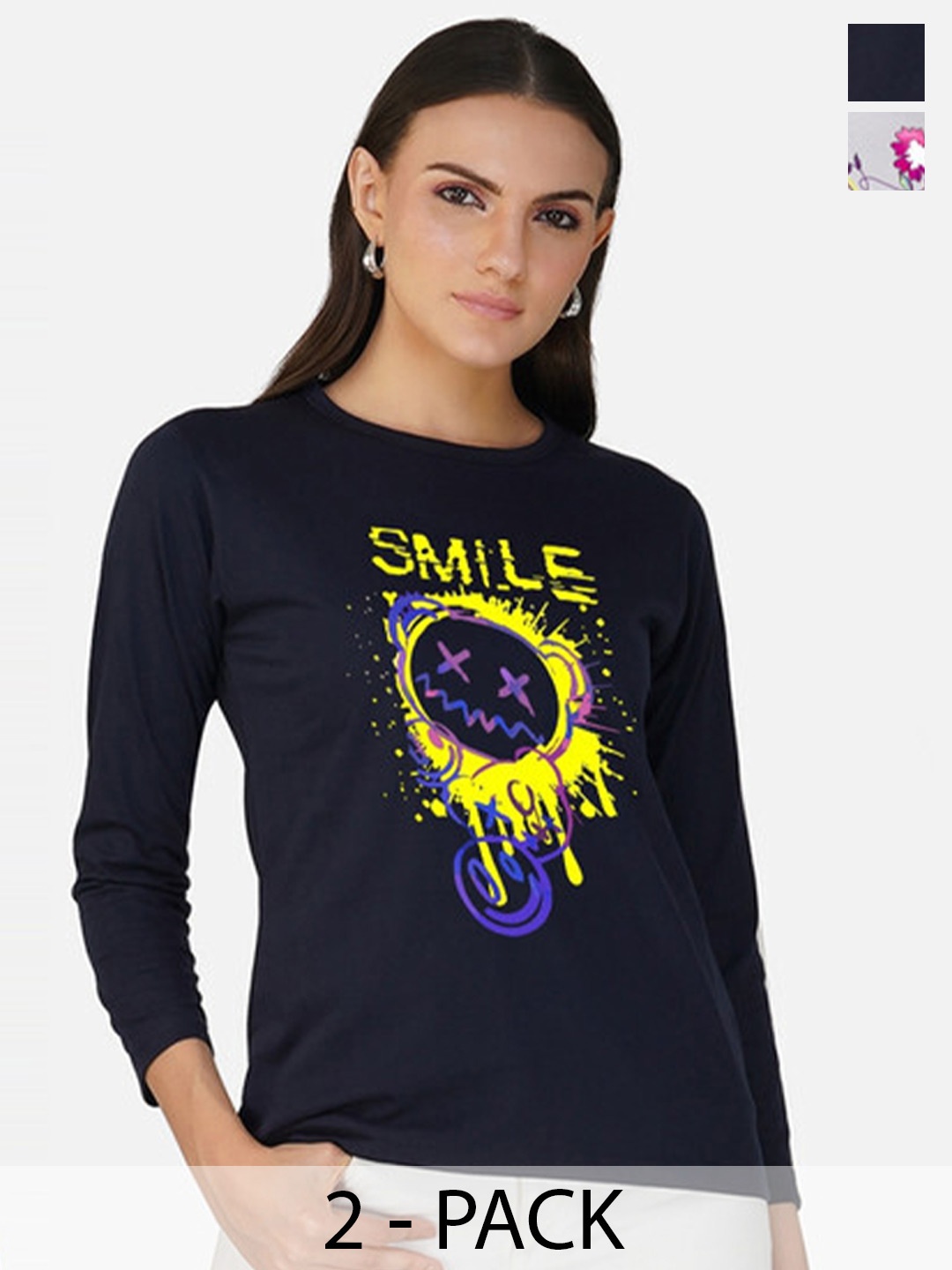 

Metronaut Women 2 Printed Bio Finish Applique T-shirt, White