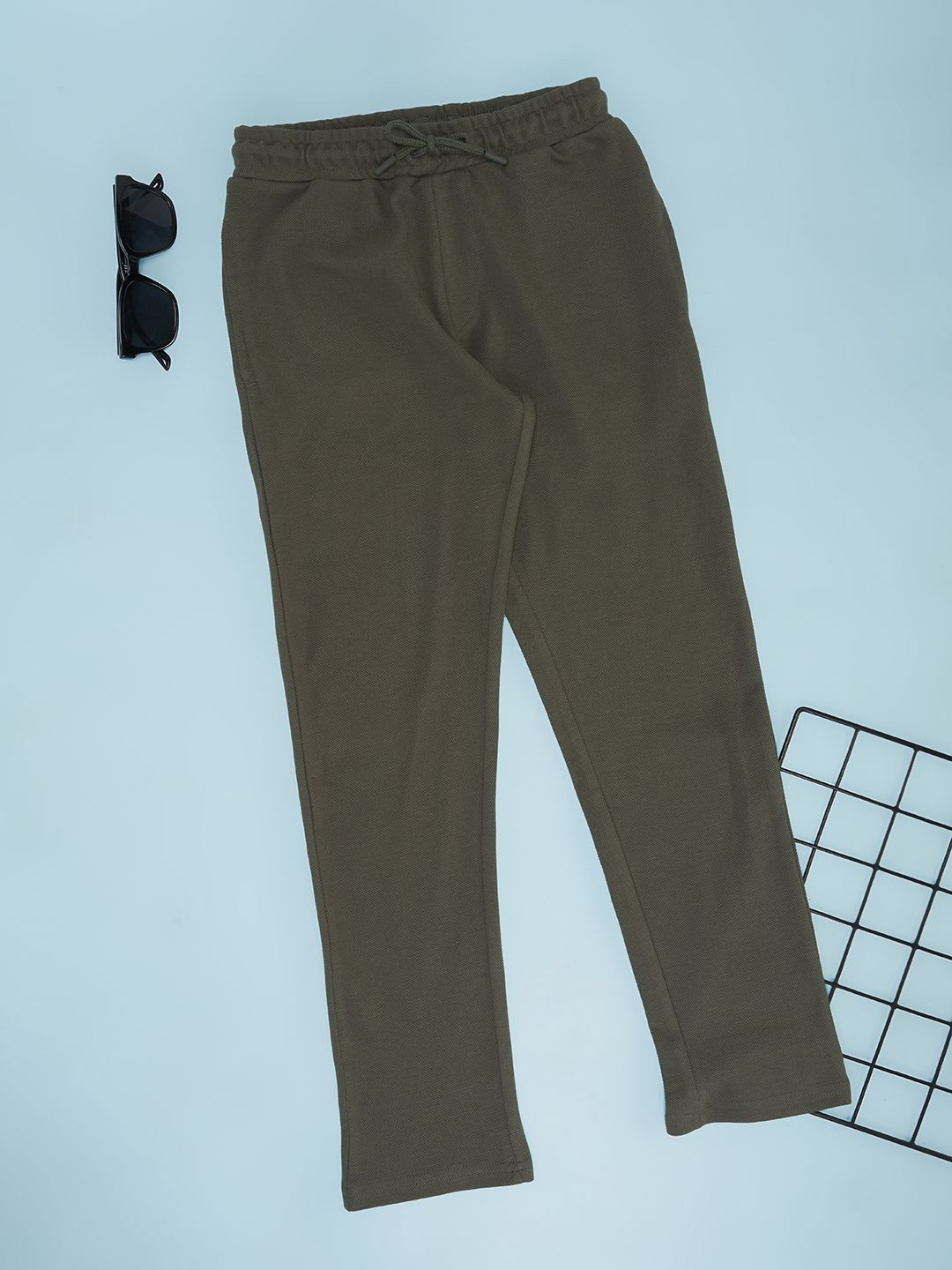 

Pantaloons Junior Boys Pure Cotton Mid-rise Track Pants, Olive