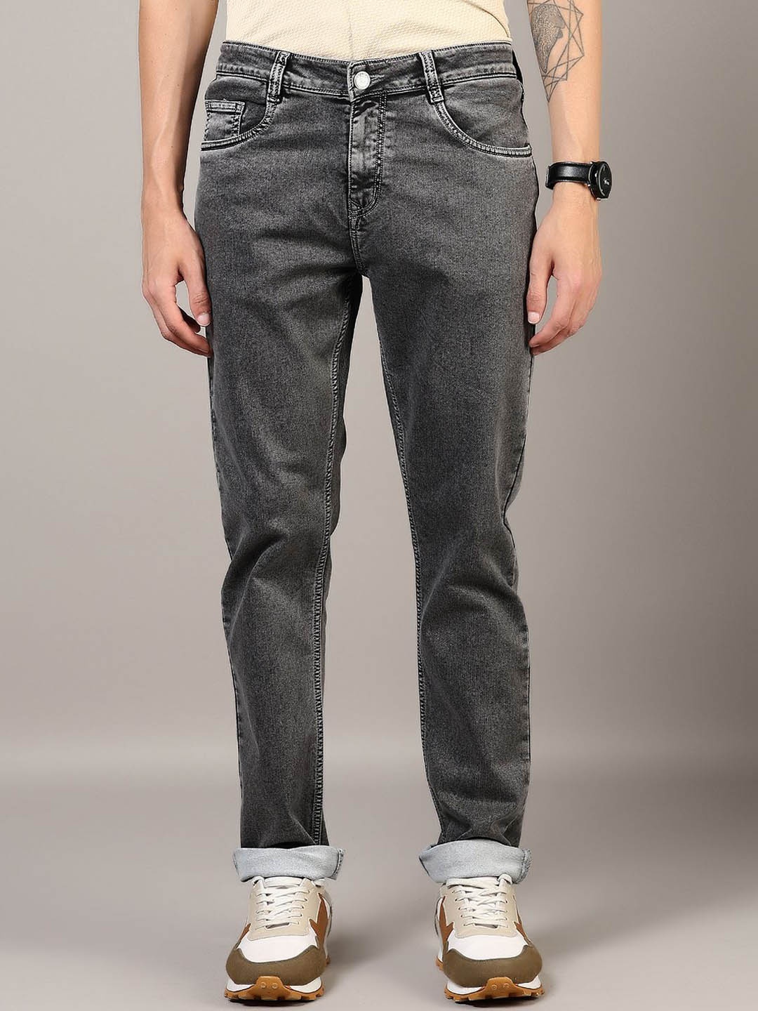 

V-Mart Men Light Fade Jeans, Olive