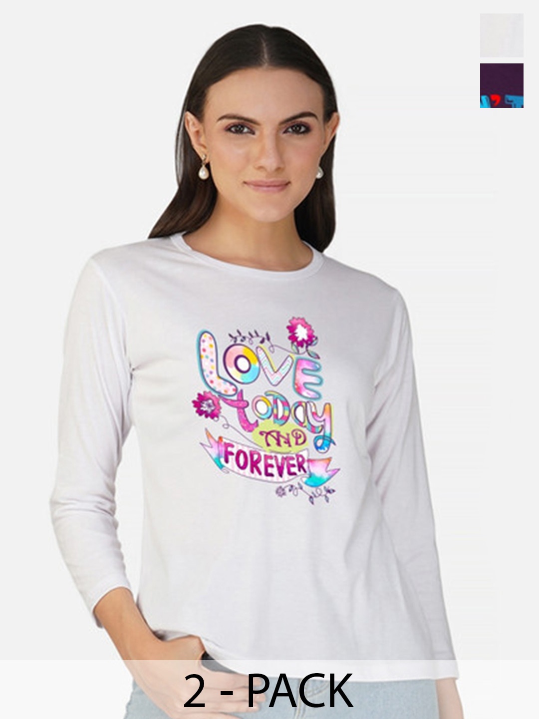 

Metronaut Women 2 Printed Bio Finish Applique T-shirt, White