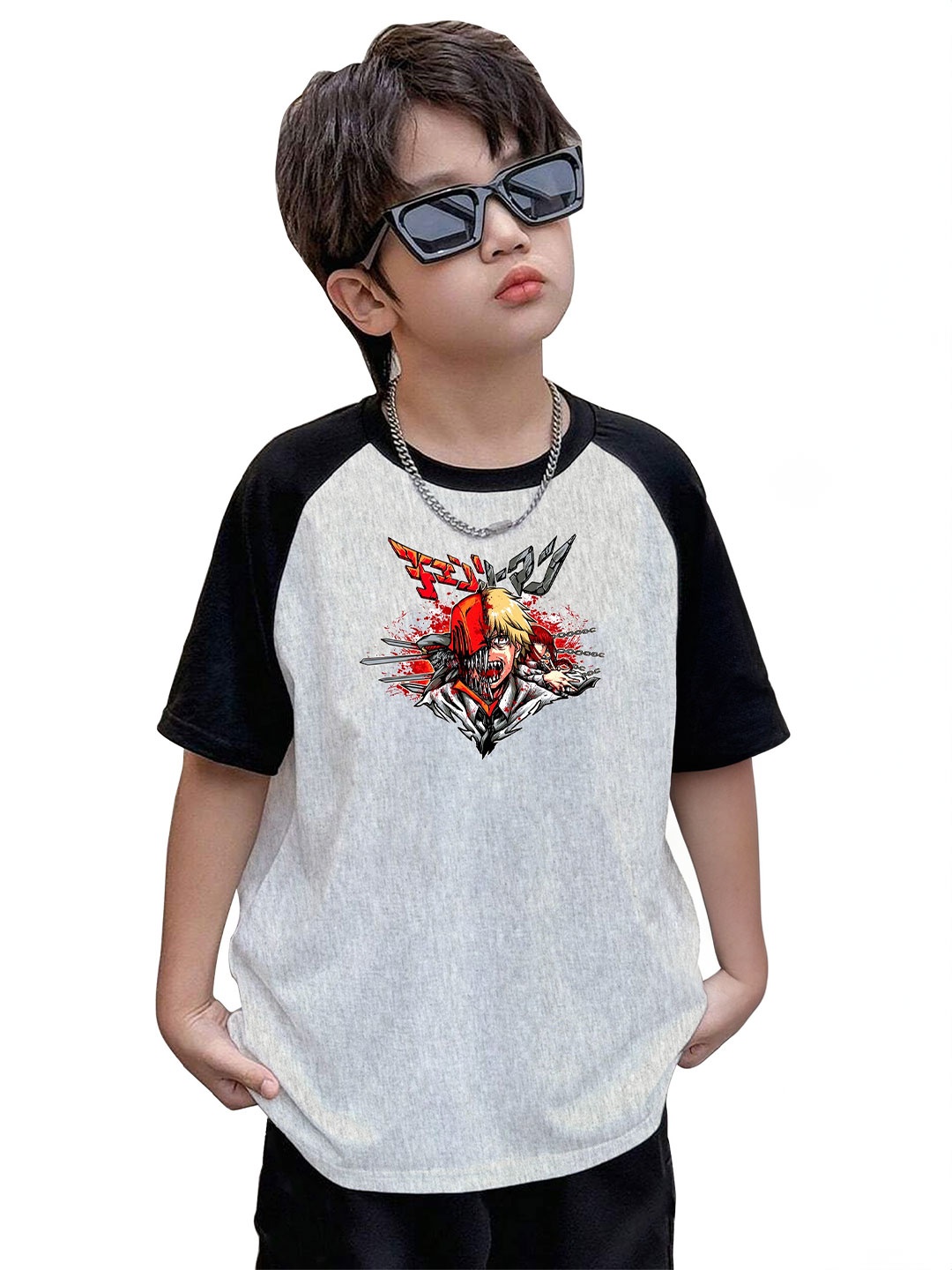 

BAESD Boys Printed T-shirt, Grey