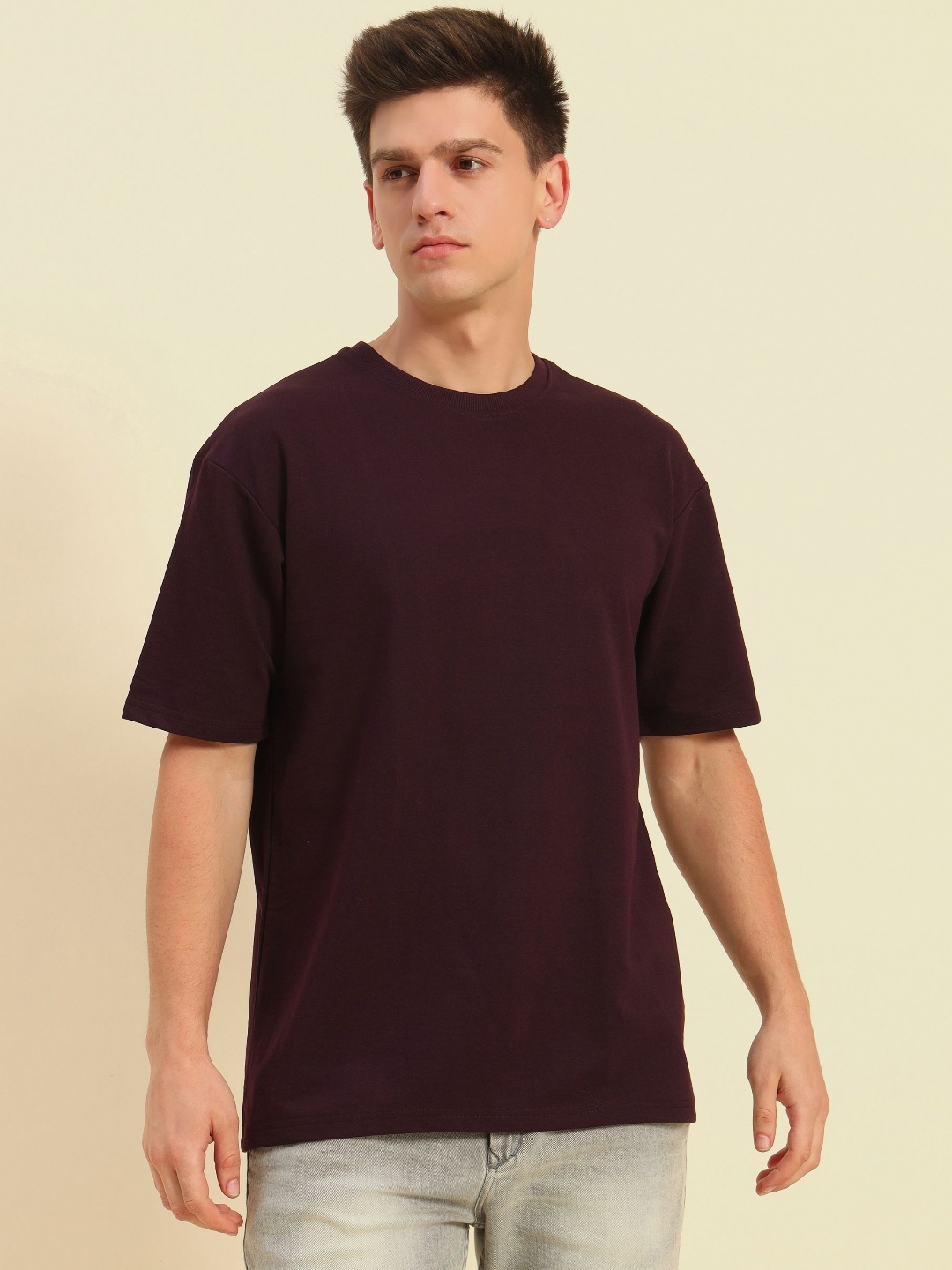 

Dogman Men Drop-Shoulder Sleeves Anti Odour T-shirt, Purple