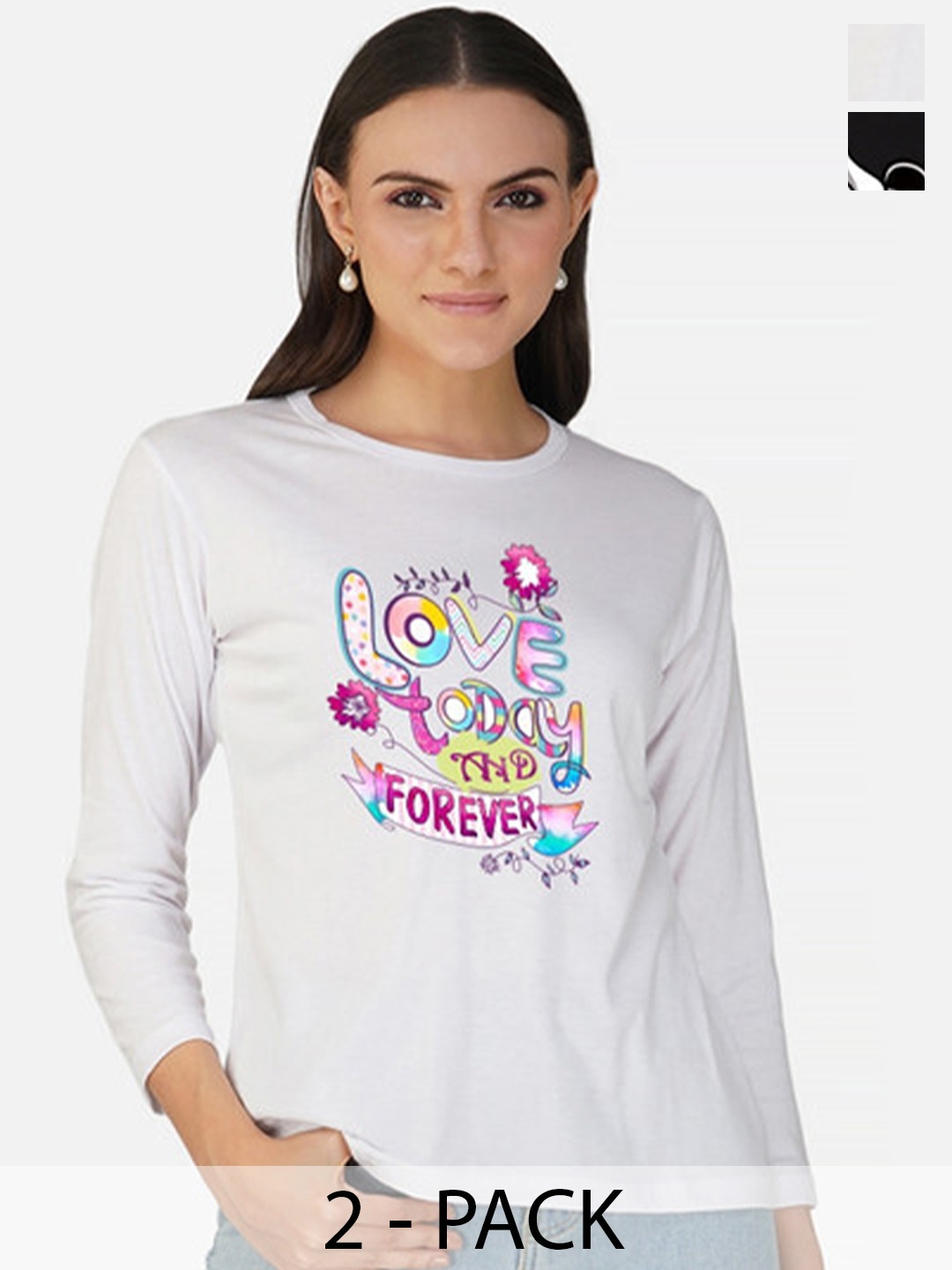 

Metronaut Women 2 Printed Bio Finish Applique T-shirt, White