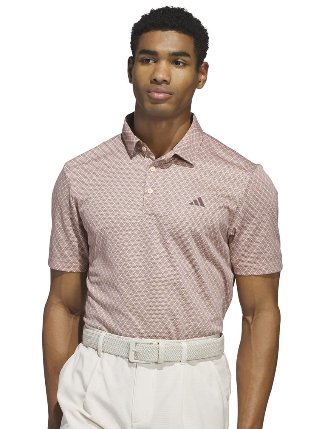 

ADIDAS Core All Over Print Polo T-Shirt, Pink