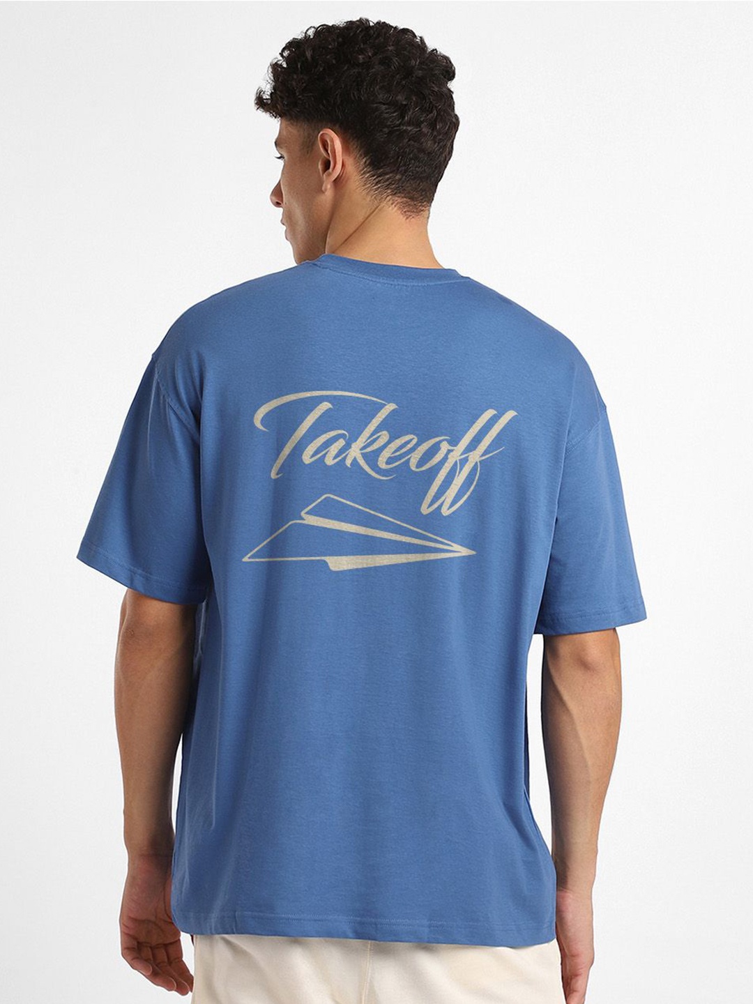 

NOBERO Men Oversized Graphic Printed T-shirt, Blue