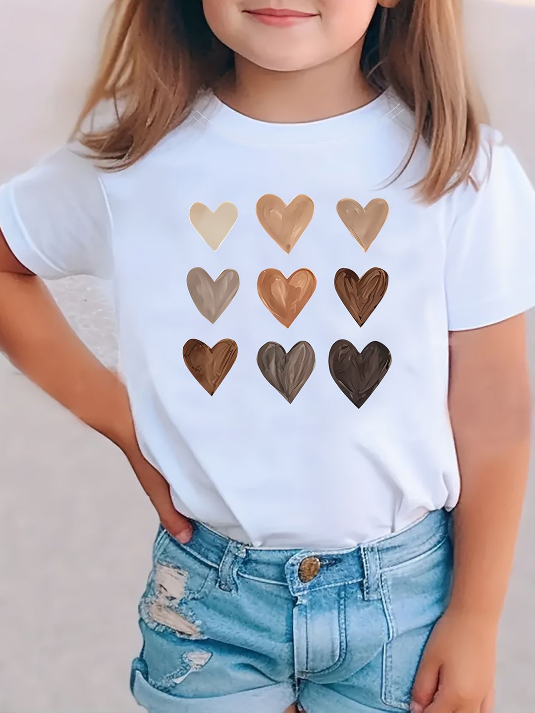 

YK Girls Printed T-shirt with Shorts Clothing Set, White