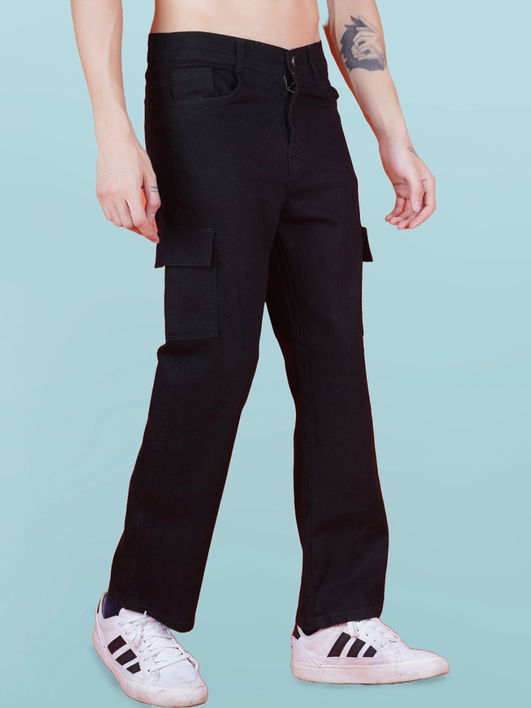 

LINARIA Men Classic Jogger Highly Distressed Jeans, Black