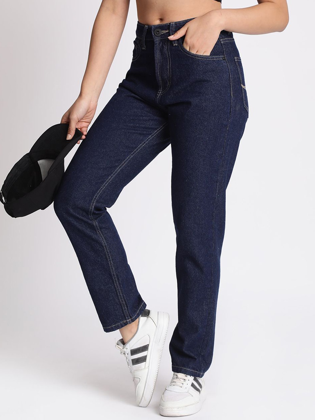 

The Roadster Lifestyle Co Cotton Mid Rise Jeans, Navy blue
