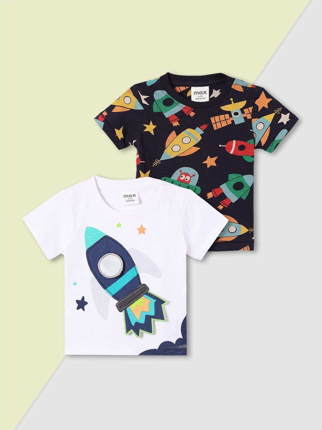 

max Boys 2 Printed Applique T-shirt, White