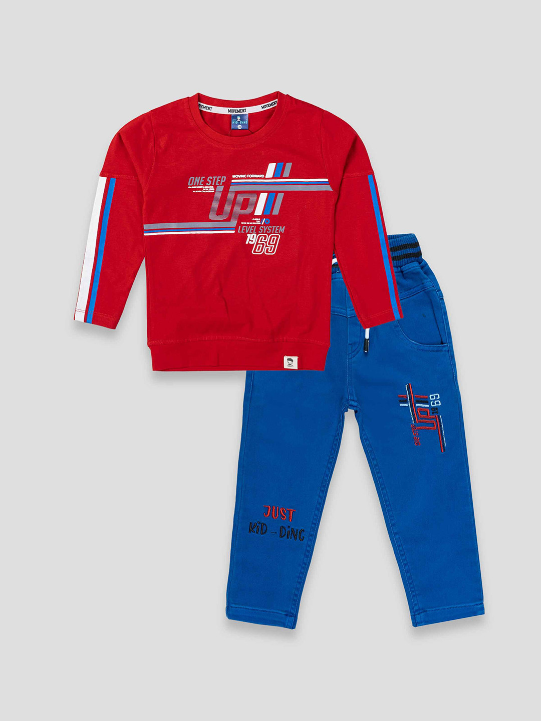 

YK X JUST KiDDiNG Boys Printed T-shirt with Trousers, Red