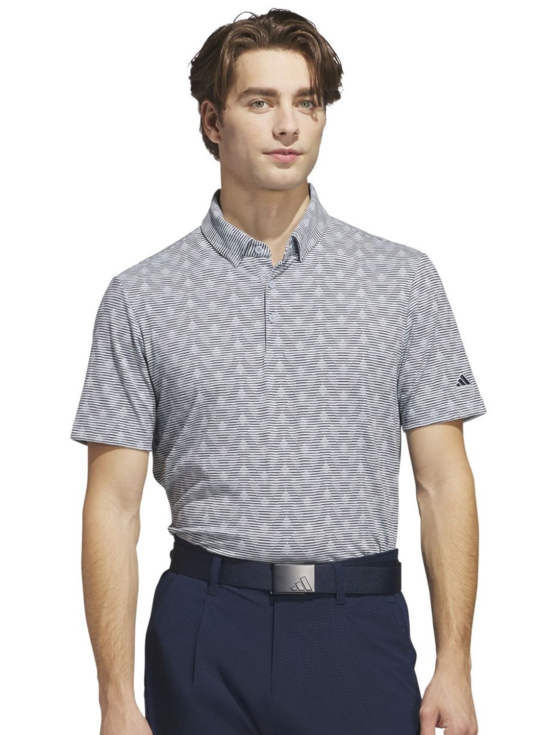 

ADIDAS Go-To Stripe Printed Golf Polo T-Shirt, Blue