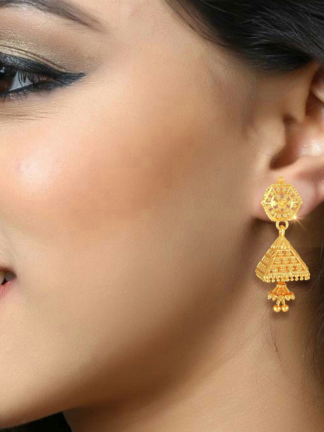 

DIVASTRI Contemporary Jhumkas Earrings, Gold