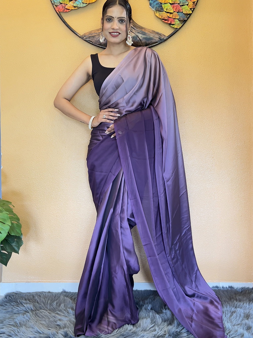 

HERE&NOW Pure Chiffon Jamdani Saree, Purple