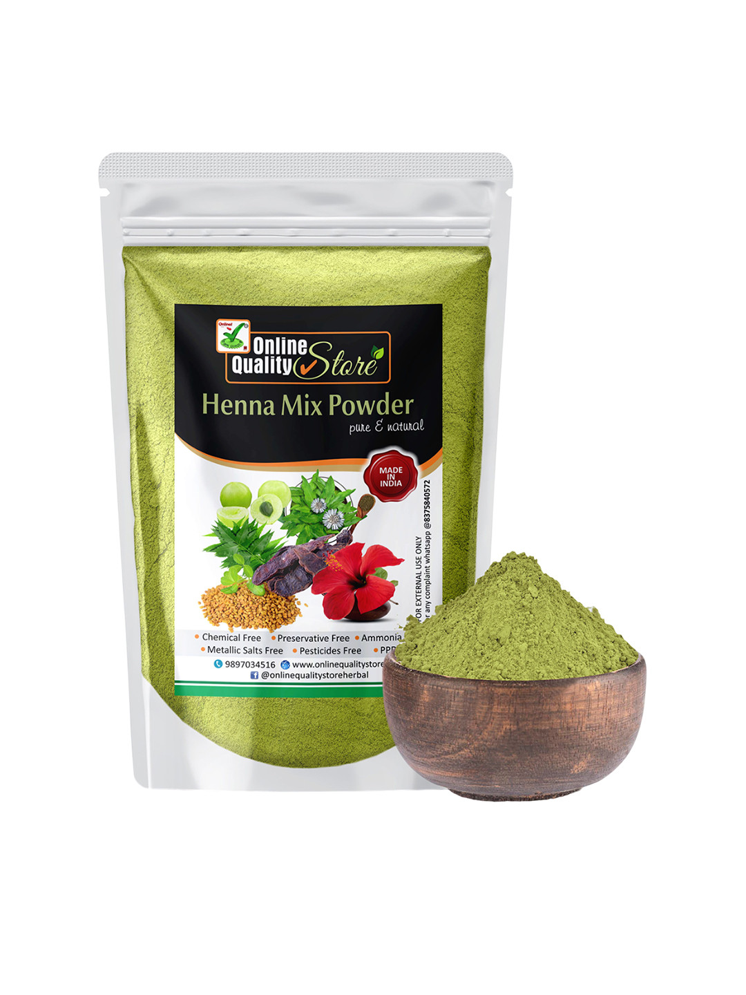

Online Quality Store Henna Hair Powder For Damaged Hairs - 100 g, Green