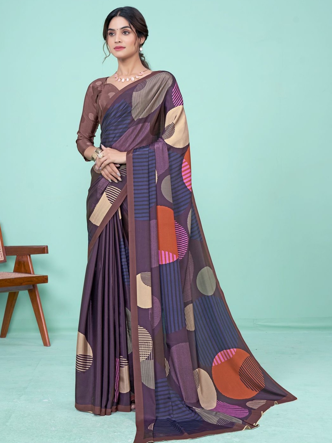 

Suha Poly Crepe Saree, Purple