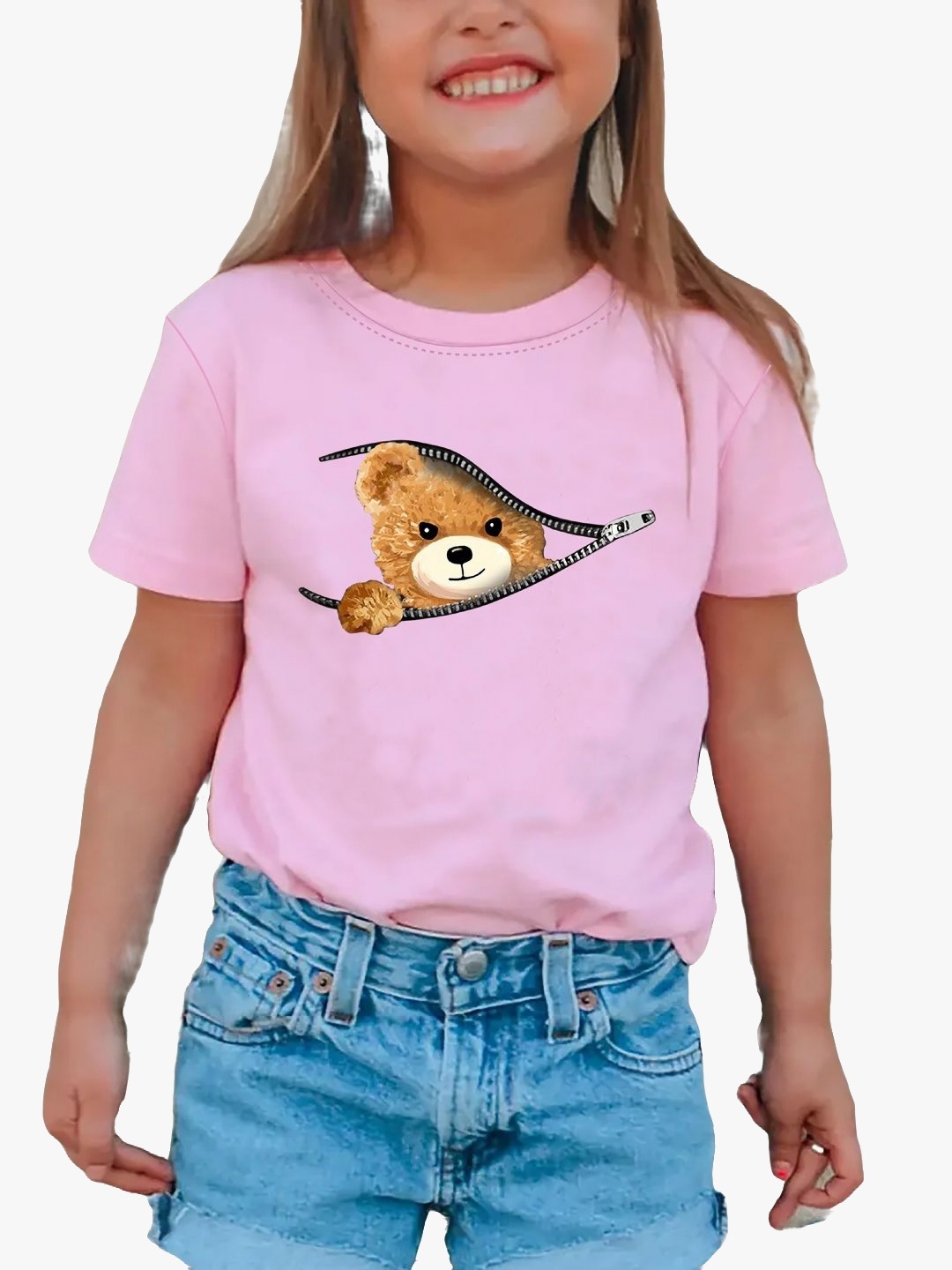 

YK Girls Printed Pockets T-shirt, Pink