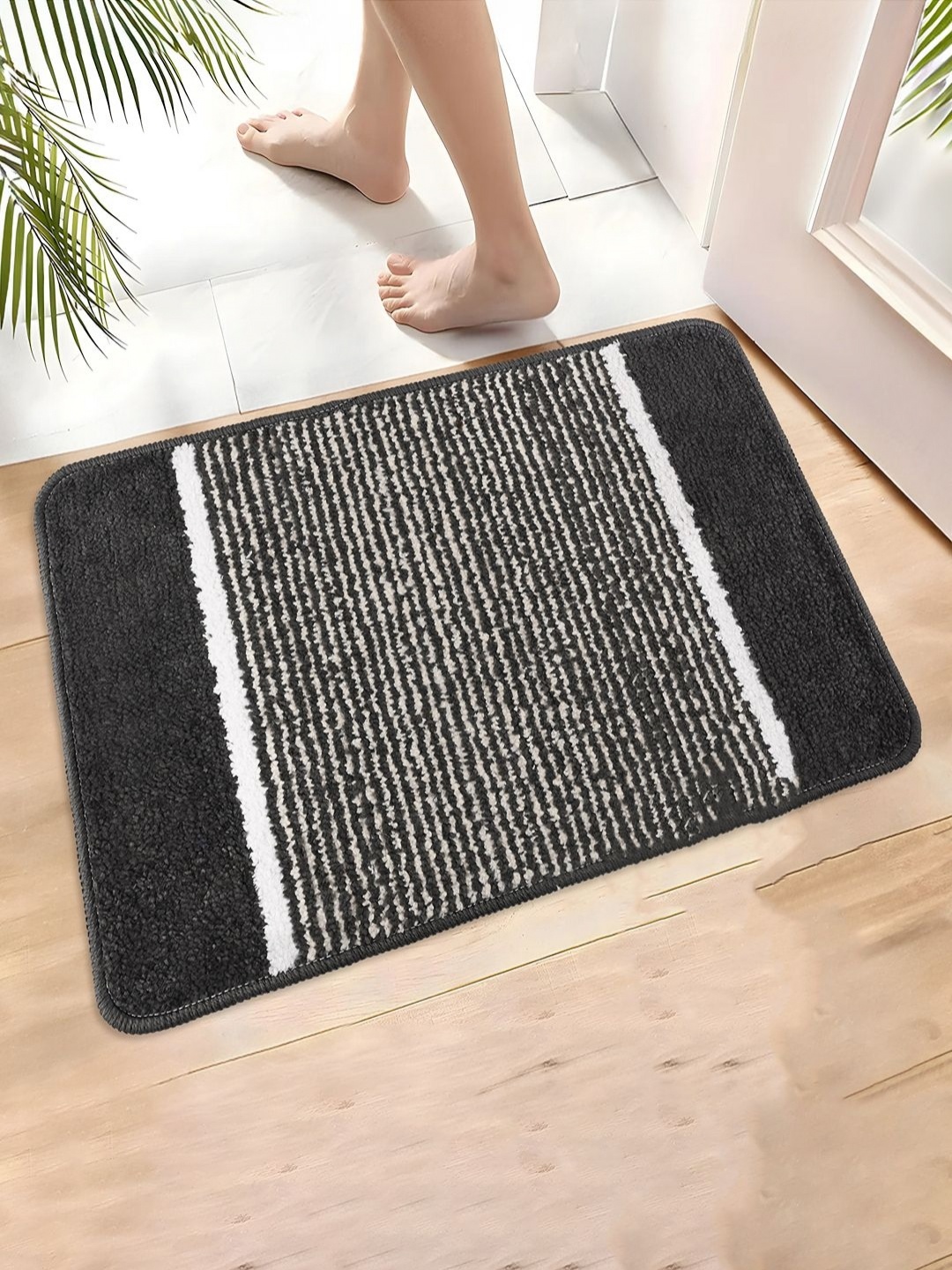 

Aura Grey & White Striped Anti-Skid DoorMats