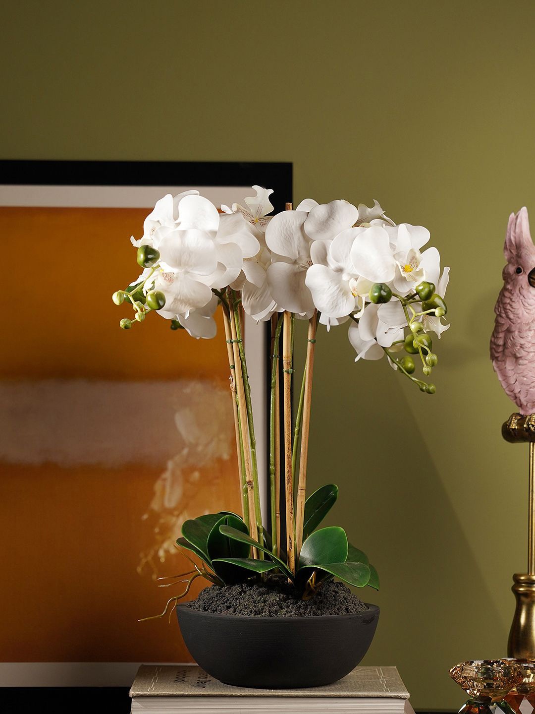 

Pure Home and Living White 1 Pieces Orchid Artificial Flower With Pot