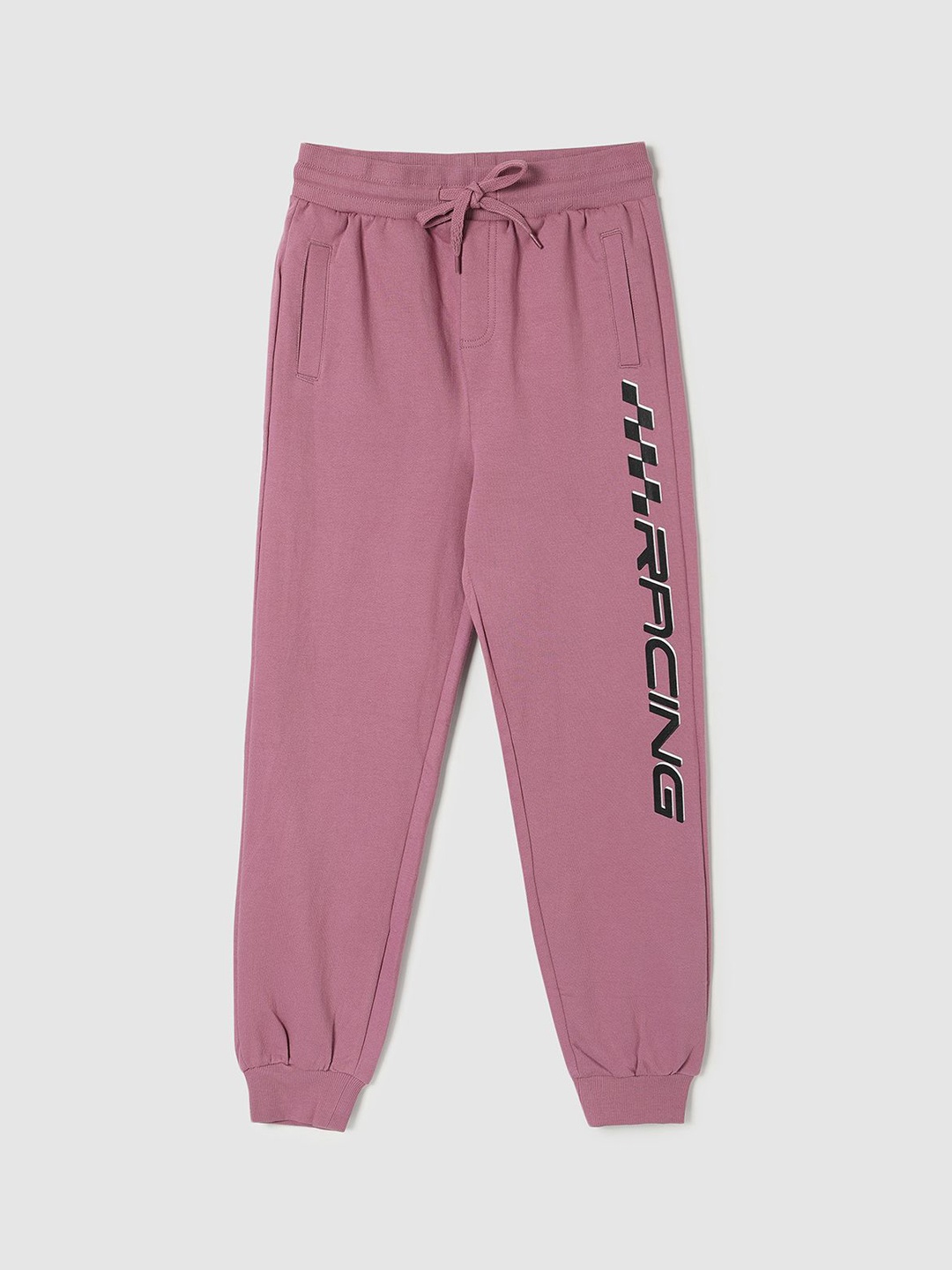 

max Boys Cotton Printed Mid Rise Joggers, Pink