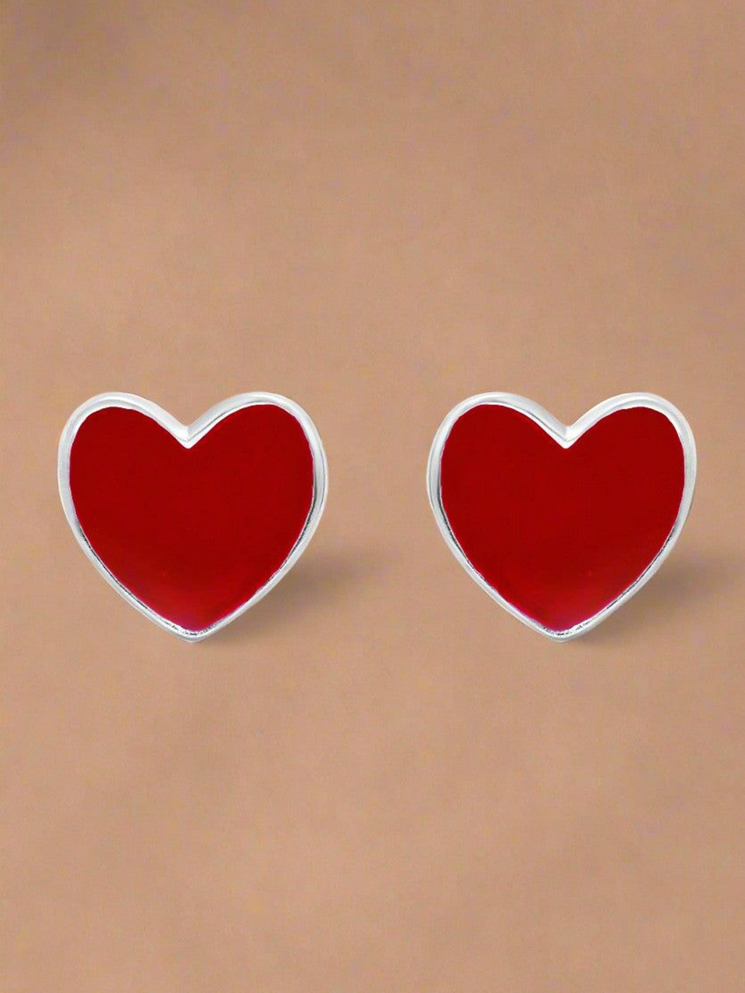 

Nipura Heart Shaped Studs Earrings, Red