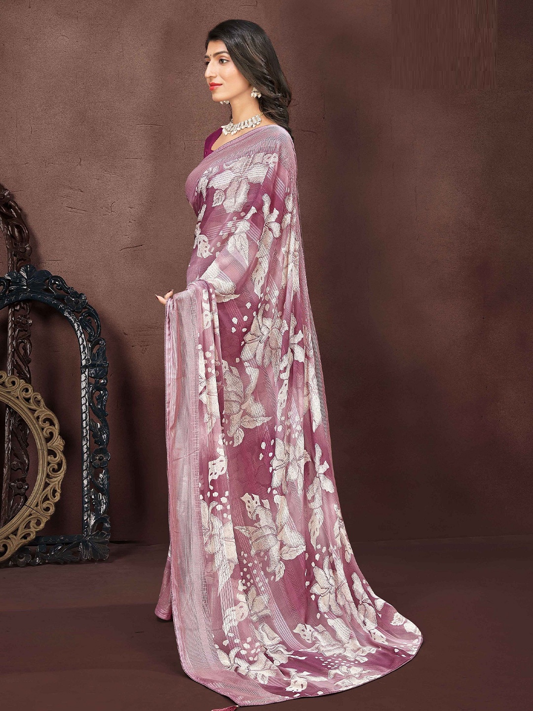 

MAHALASA Pure Georgette Designer Saree, Purple