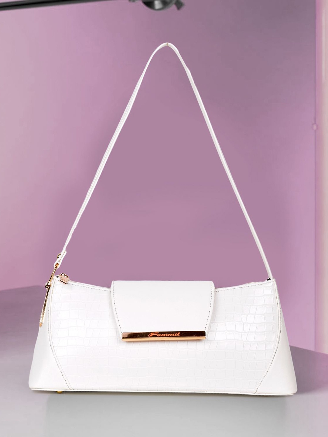 

FOMMIL Structured Sling Bag with Quilted, White